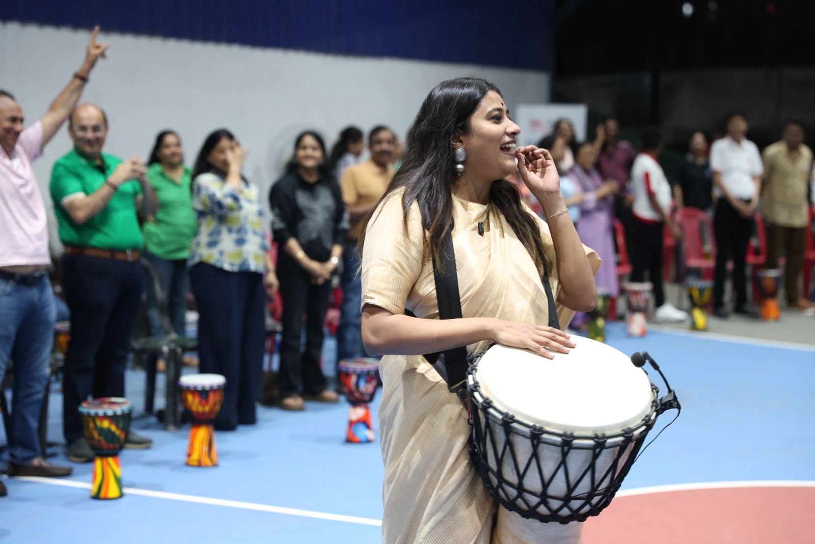 Participants at a Marga drum circle